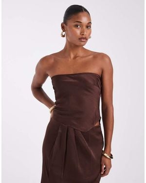 Noisy May Satijnen Corsettop Co-Ord - Bruin