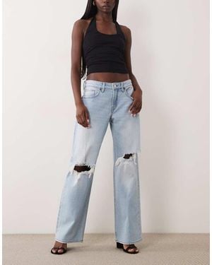GOOD AMERICAN Low Waist baggy Fit Rip Jeans - Blue