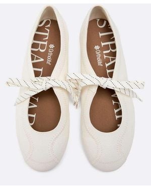 Stradivarius Leather Effect Sports Ballet Flats - White