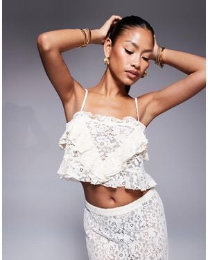 AFRM Ruffle Lace Top - Gray