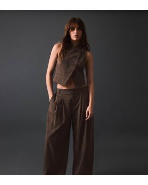 Bershka Petite Balloon Trousers With Buttons - Black