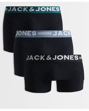 Jack & Jones Pack De 3 Calzoncillos Negros Con Cinturillas En Contraste De