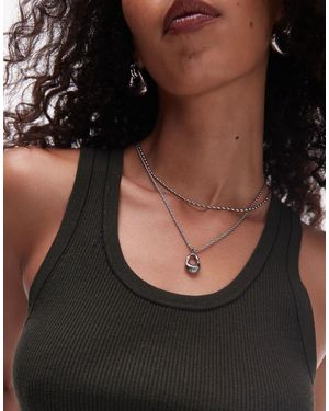 TOPSHOP – nina – mehrreihige halskette aus wasserfestem edelstahl - Schwarz
