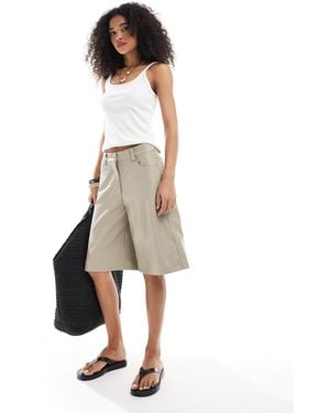 ASOS Faux Leather Longline Shorts - Natural
