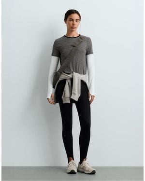 Oysho High Rise Neoprene-effect Ankle-length Fuseau leggings, 65cm - Grey