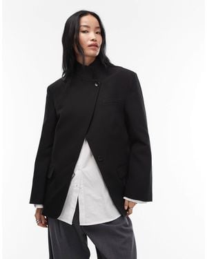 ASOS Funnel Neck Wrap Blazer - Blue