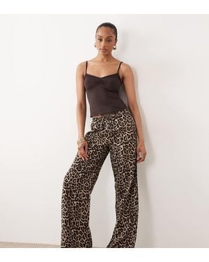 ONLY Broek Met Elastische Taille, Strikdetail En Luipaardprint - Bruin