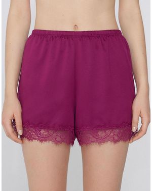Tezenis Satin And Lace Shorts - Purple