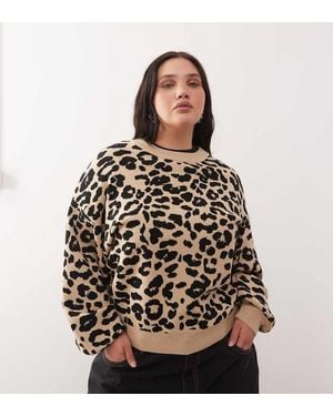 Noisy May Maglione Girocollo Leopardato - Marrone