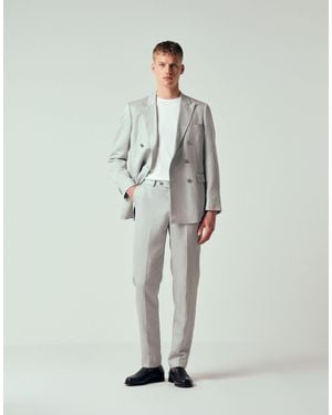 Mango Amalfic Linen Blend Slim Fit Suit Trouser - Gray