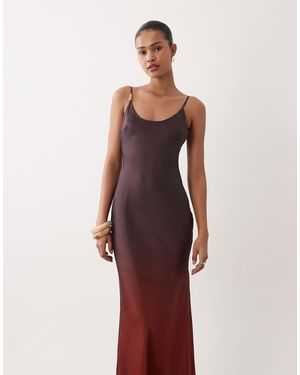 SNDY'S Satin Bead Detail Scoop Neck Maxi Dress - Purple