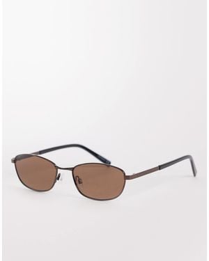 ASOS Rectangle Metal Sunglasses - Natural