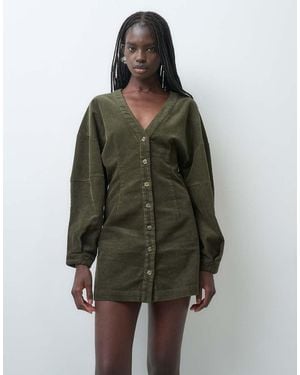ASOS Cocoonmouw Overhemd Mini Jurk Met V-Hals - Groen