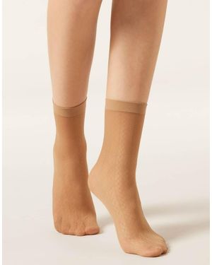 Calzedonia Vertical Diamond-Patterned Socks - Natural