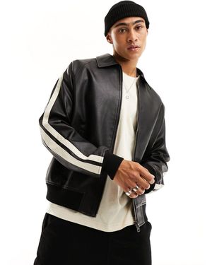Bershka Faux Leather Motocross Jacket - White