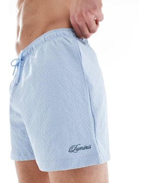 River Island Seersucker Swim Trunks - Blue
