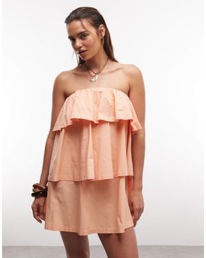 ASOS Mini Bandeau Dress With Ruffle Details - Orange