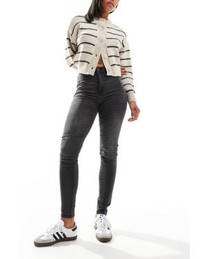 Noisy May Callie High Waist Skinny Jeans - Gray