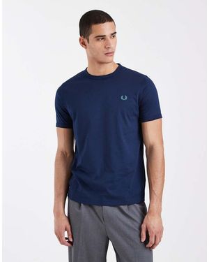 Fred Perry Logo Ringer T-shirt - Blue