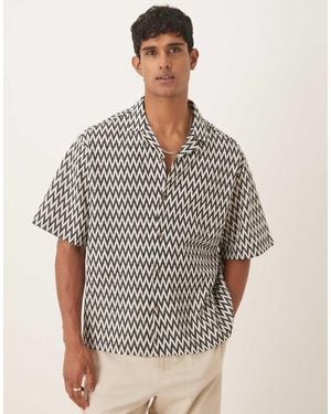 ASOS Boxy Oversized Revere Crochet Shirt - Grey