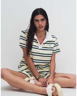 4th & Reckless Towelling Collared Polo Top Co-ord - White