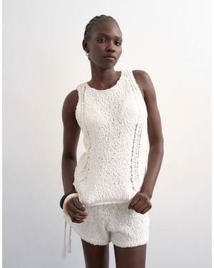 TOPSHOP Knitted Pointelle Vest Co-Ord - White
