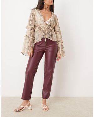 New Look Pu Straight Leg Trousers - Red