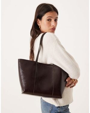 Mango Faux Leather Tote Bag - White