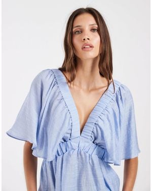 Vero Moda Short Sleeve V-Neck Top - Blue