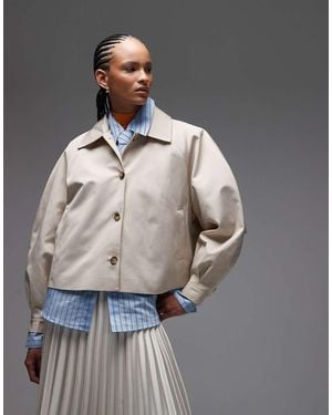 ASOS Cropped Trenchcoat Met Cape Detail Aan De Achterkant - Grijs