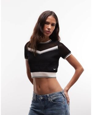 Nike Sportswear Chill Knit Cropped Top With Chevron Detail - Black