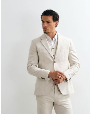Jack & Jones Premium Co-ord Linen Blend Slim Suit Jacket - Natural