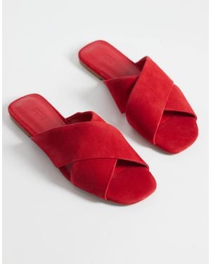& Other Stories Pure Leather Flat Criss Cross Sandals - Red