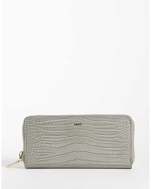 Mango Croc Effect Long Wallet - Grey