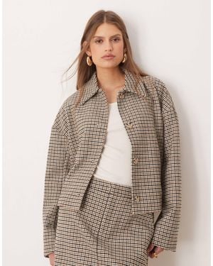Vila Wool-textured Houndstooth Check Blazer Co-ord - Brown