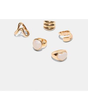 Stradivarius Set Van 5 Ringen Met Hart - Metallic