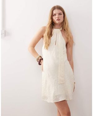 Reclaimed Vintage Mini Dress With Scarf Detail - Natural