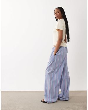 ASOS Asos Design Tall Fine Striped Woven Pyjama Trousers - Grey