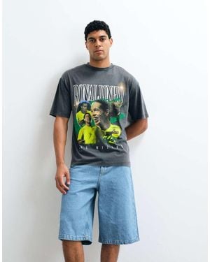 ASOS Oversized Tee With Ronaldinho Print - Blue