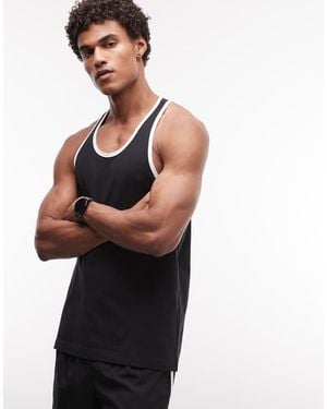 4505 Cotton Ringer Singlet With Quick Dry Finish - Black