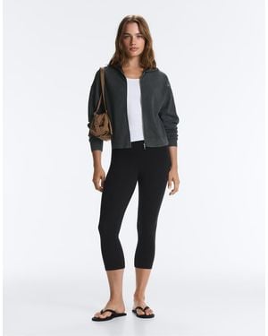 Oysho Hooded Waffle Knit Jacket - Grey