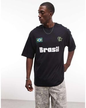 ASOS Oversized T-shirt With Brasil Football Graphic - Blue