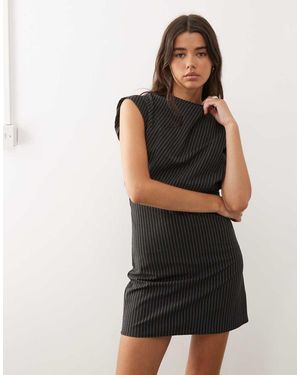 Weekday Slash Neck Mini Dress With Open Back - Black