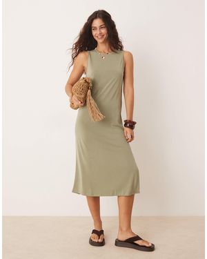 Vila Sleeveless Jersey Midi Dress - Natural