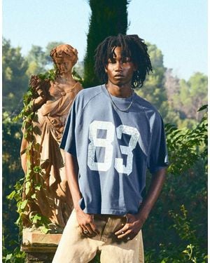 Bershka Boxy Print T-shirt - Blue