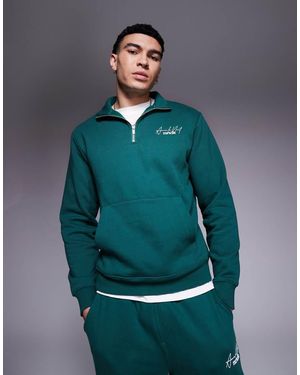 River Island Ame Le Nuit Half Zip Sweatshirt - Green