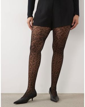 ASOS Asos design curve collants s transparents à imprimé léopard ultra extensibles - Noir
