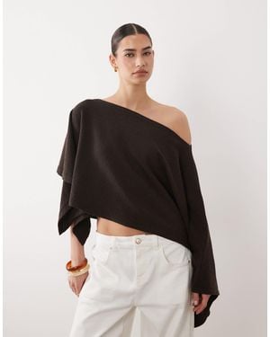 ASOS – strick-poncho aus baumwoll-bouclé - Schwarz