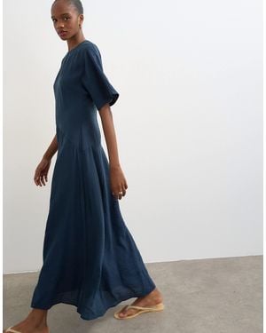 TOPSHOP Cupro Dropped Waist Maxi T-Shirt Dress - Blue