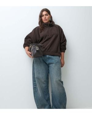 ASOS Asos Design Curve Funnel Neck Half Zip Pull Over Polar Fleece - Brown